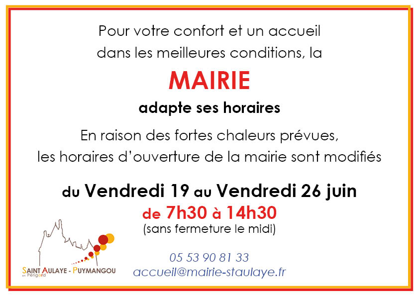 horaires 2 t canicule mairie